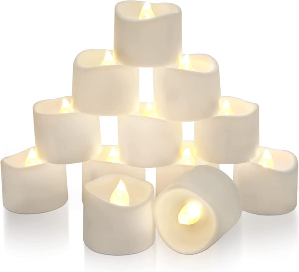Koopower LED Teelichter Realistische und Helle Elektrische Kerzen [12 Stück,Warm-weiß]
