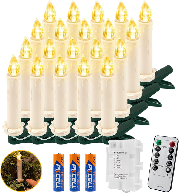 🎄✨20/30/40er LED Kerzen mit Timer Kerzenlichterkette (Kabel)