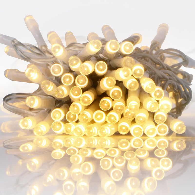 100er LED Lichterkette warmweiß koppelbar transparentes Kabel Essential Serie